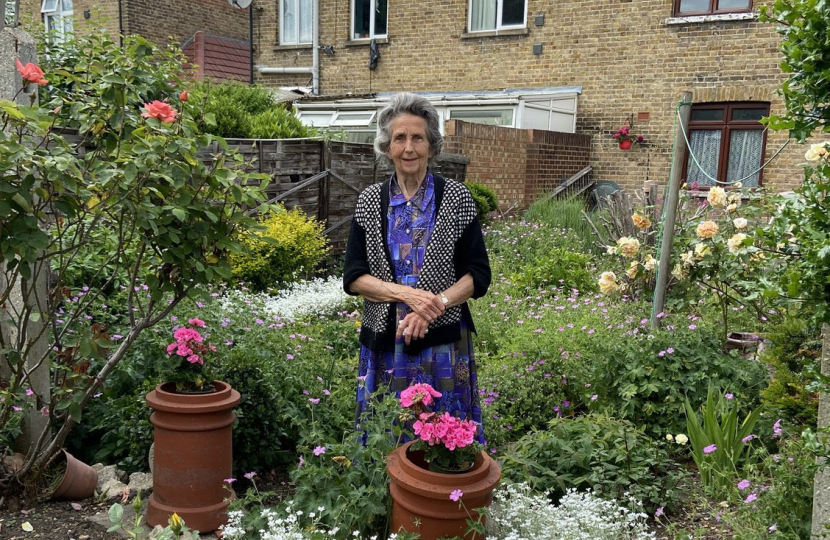 Liz, in her garden